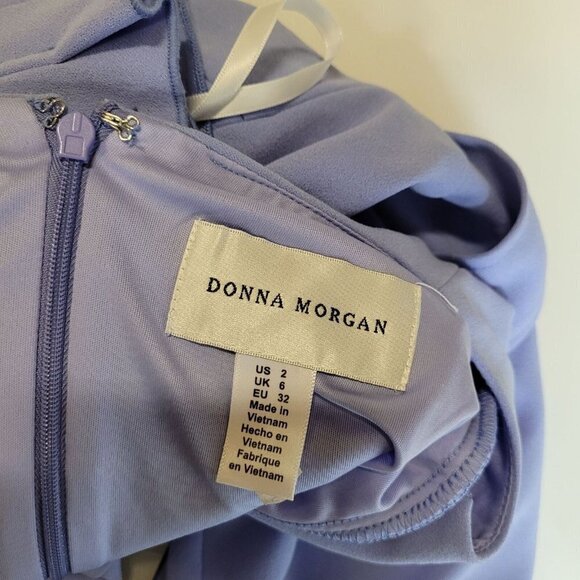 Donna Morgan Puff Sleeve Tie Waist Midi Sheath Dress Easter Egg Blue Size 2 NWT - Picture 8 of 12